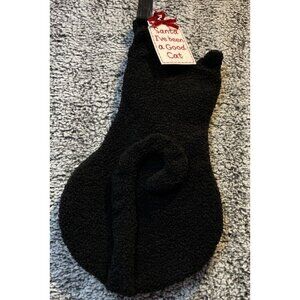 Black Cat Shaped Christmas Stocking‎ Santa I've been a Good Cat NEW 19 Inch